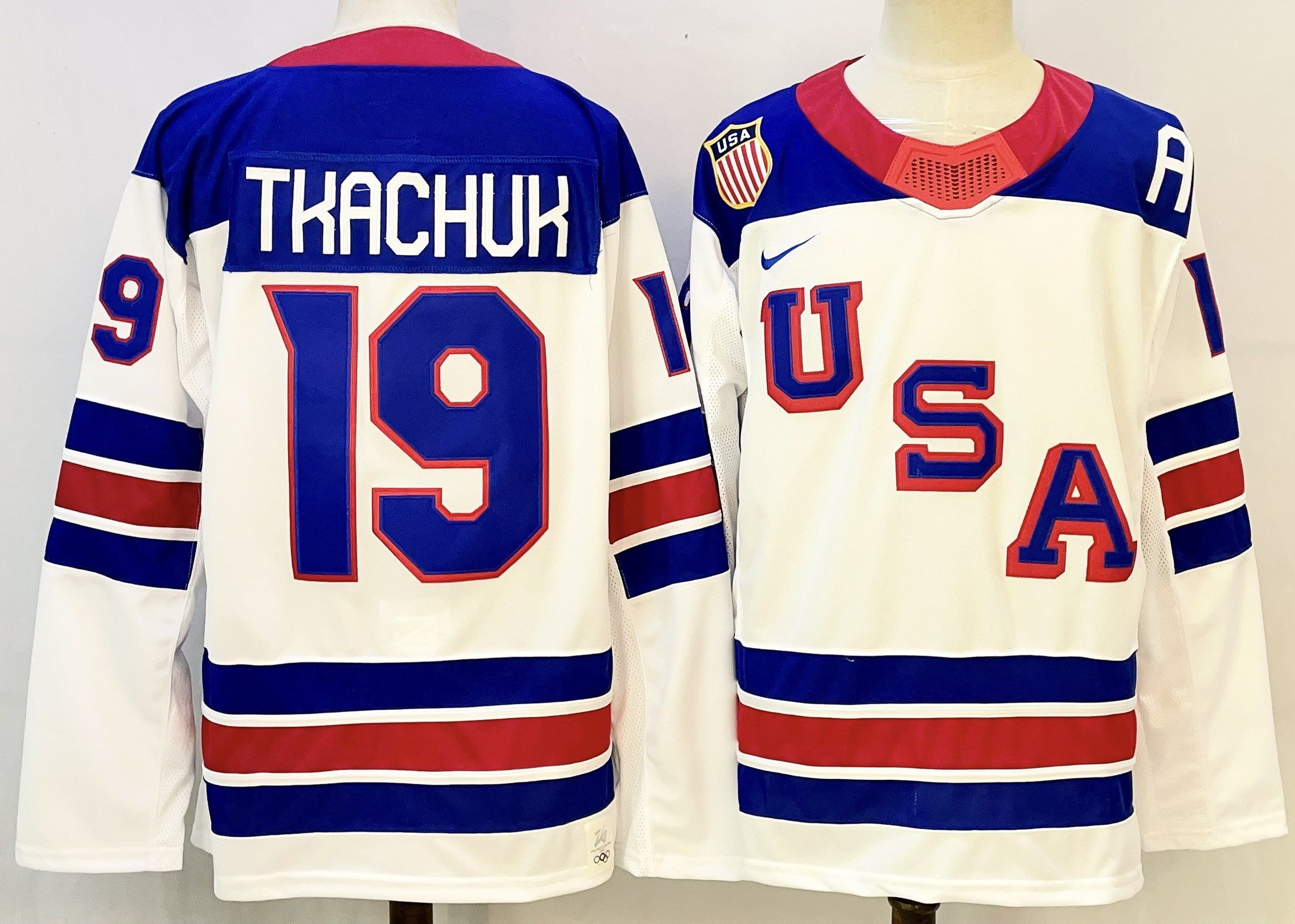 Men USA #19 Tkachuk White Nike 2026 NHL jersey 02